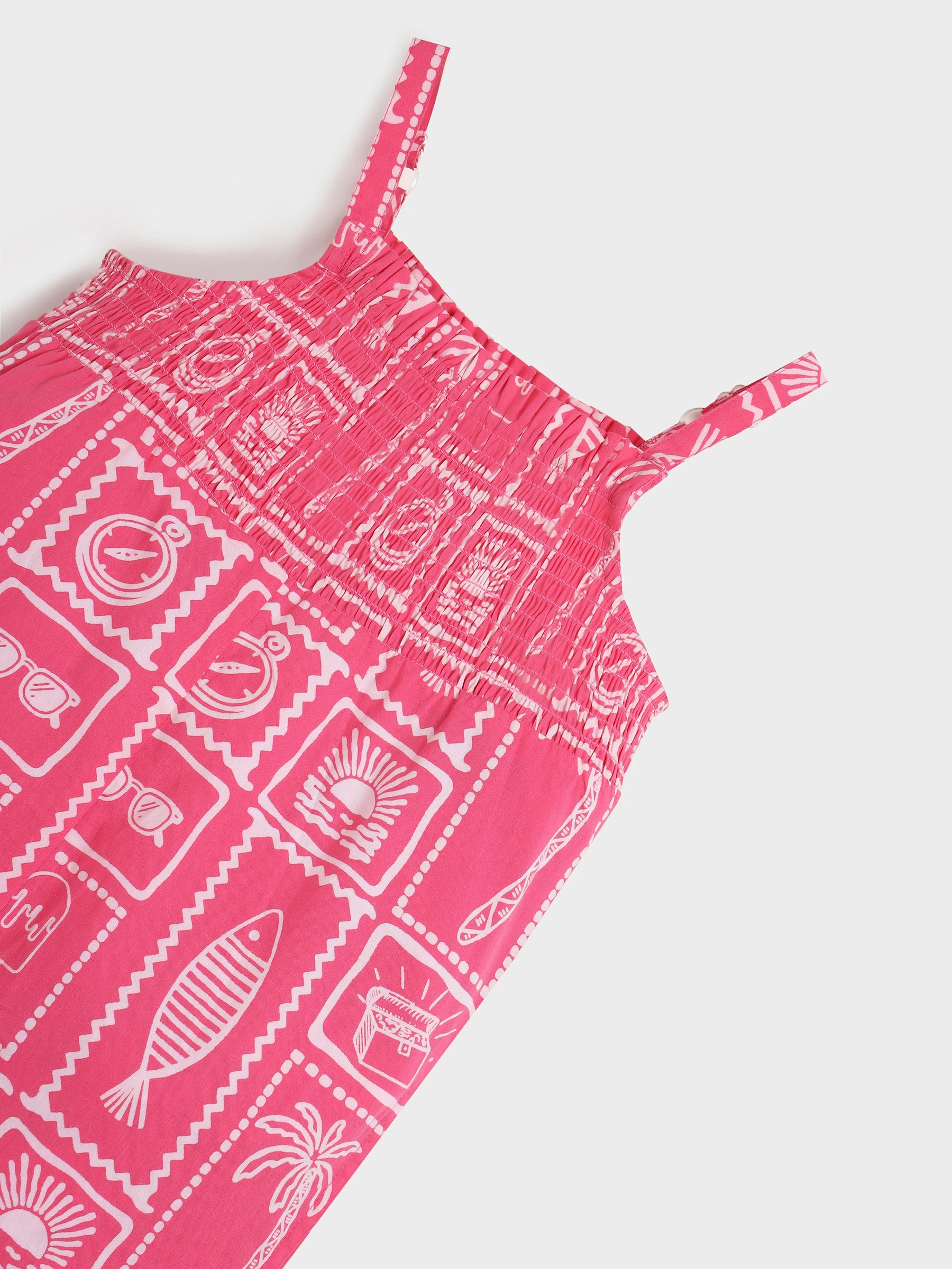 Printed Pink Strap Jumpsuit