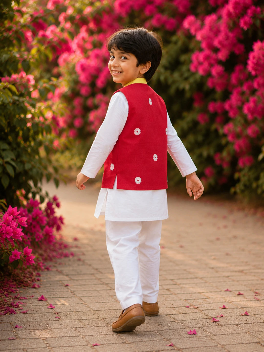 Red Orchid Nehru Jacket
