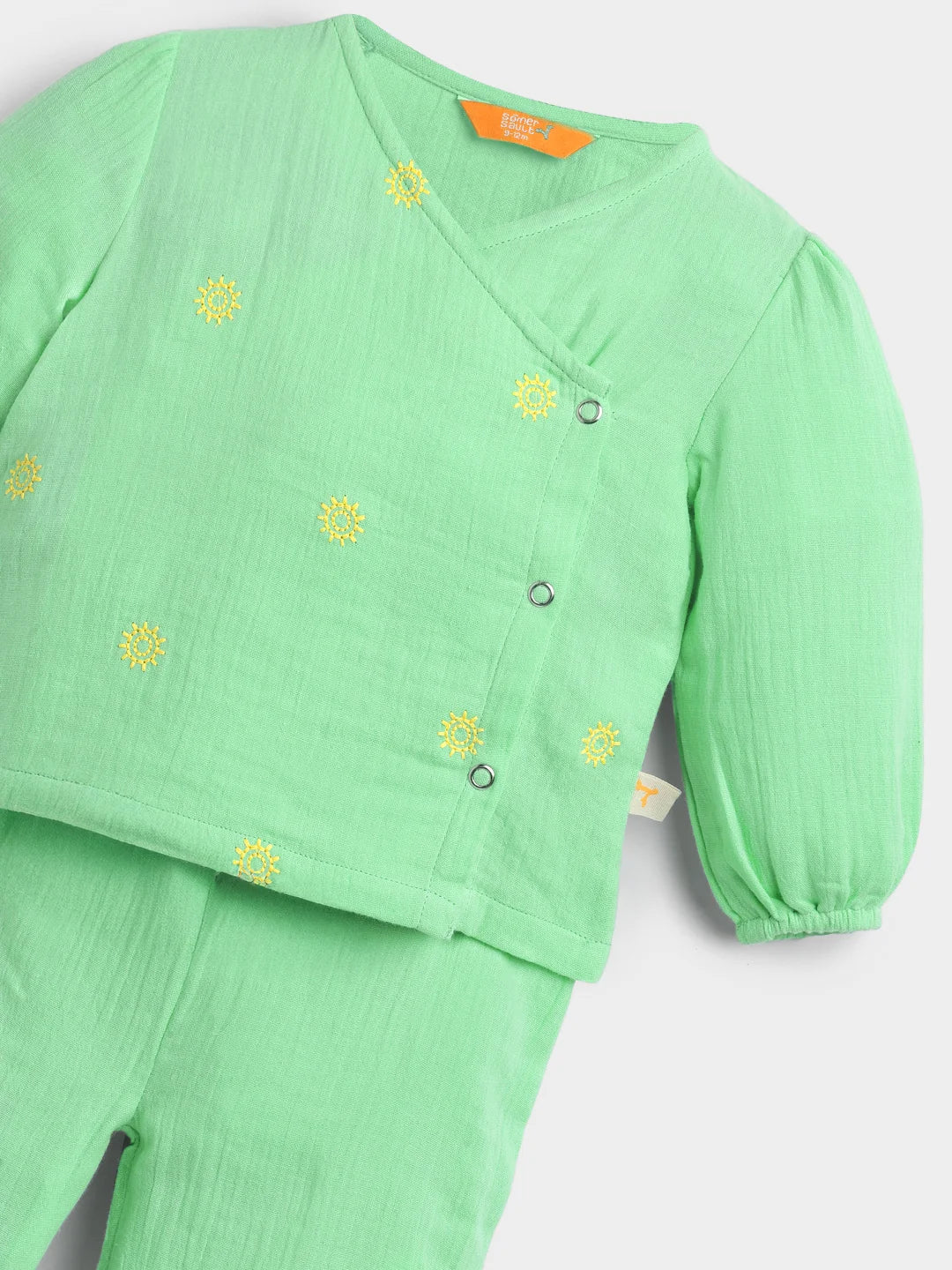 Minty Wrap Around Cotton Jhabla Set