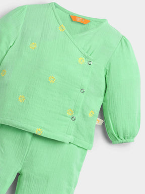 Minty Wrap Around Cotton Jhabla Set
