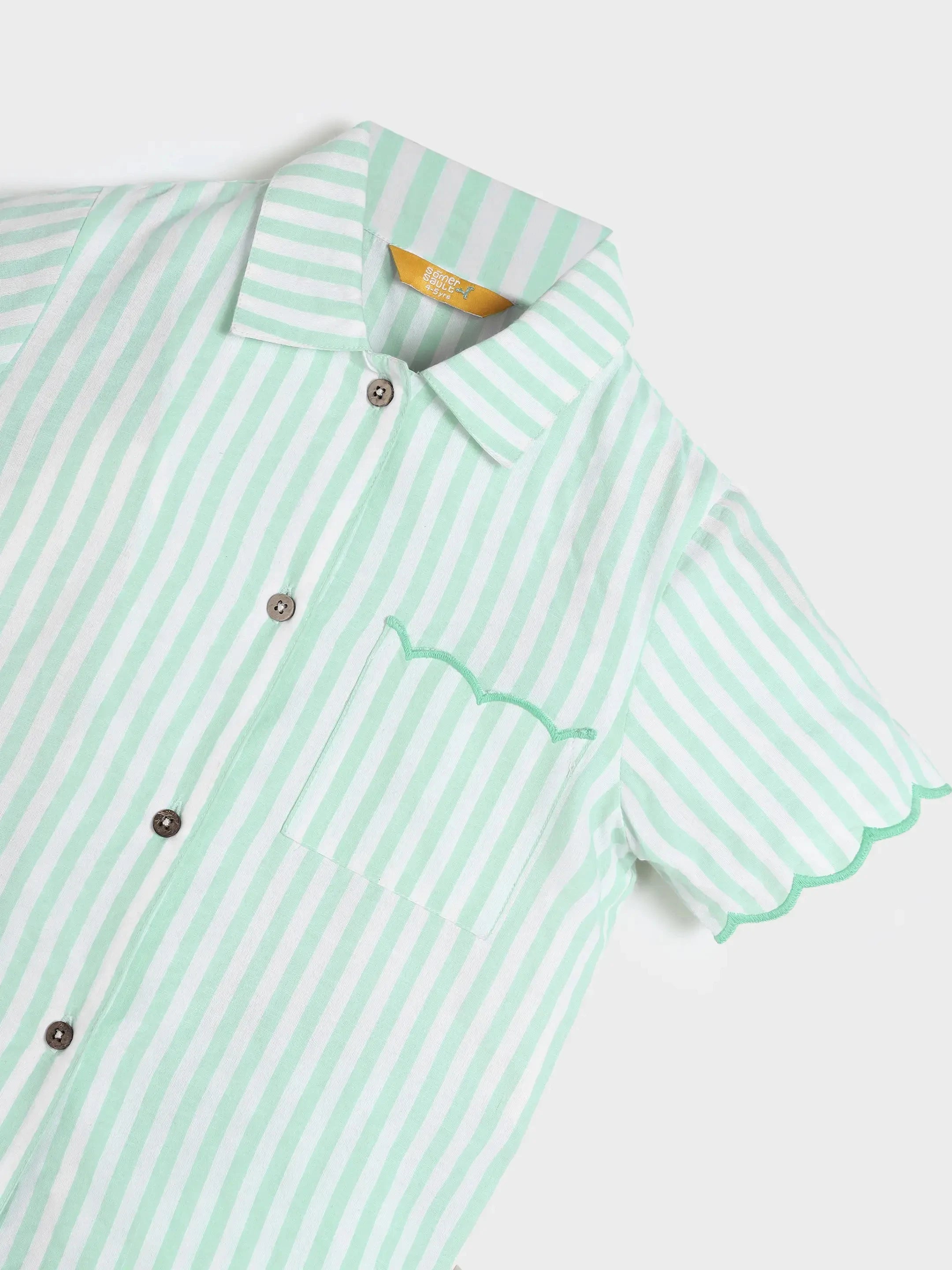 Striper Scallop Hem Shirt