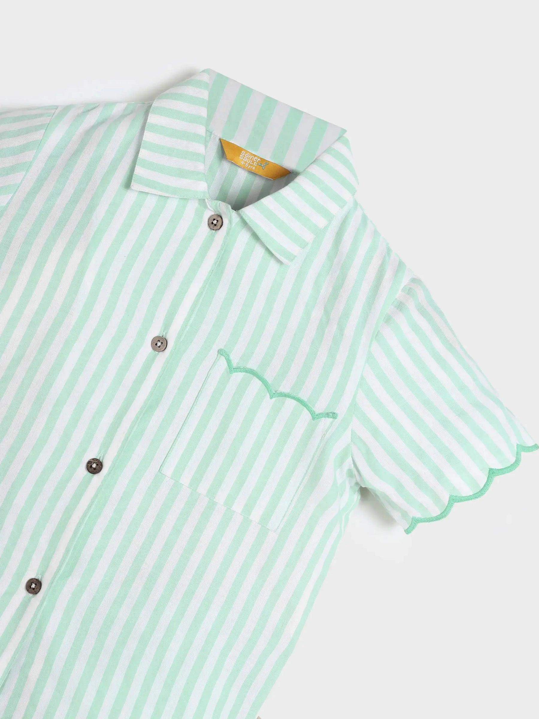 Mint Stripe Scallop Shirt