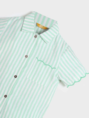 Mint Stripe Scallop Shirt