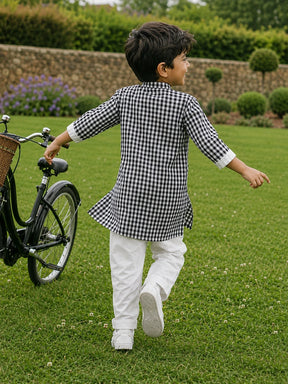 Black Gingham Kurta