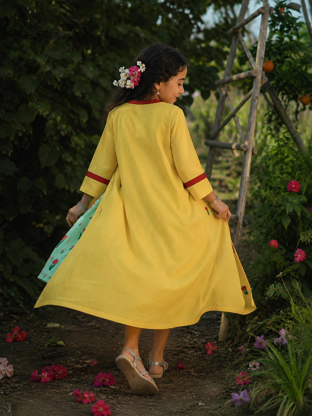 Dress With Yellow Shrug