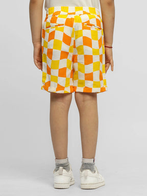 Citrus Checked Cotton Shorts
