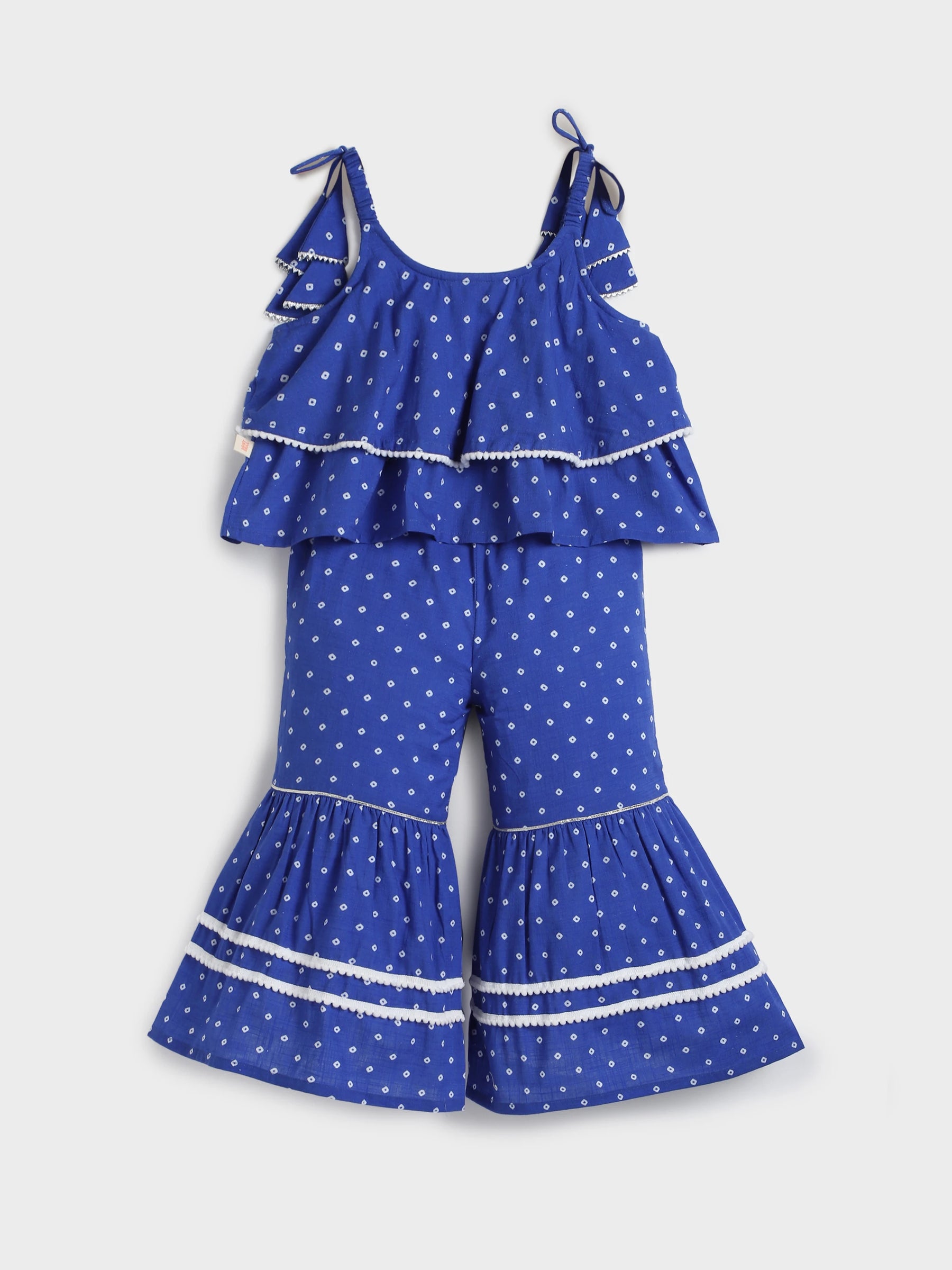 Blue Twirl Bandhani Sharara Set