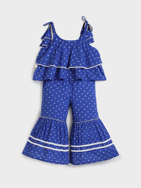 Blue Twirl Bandhani Sharara Set