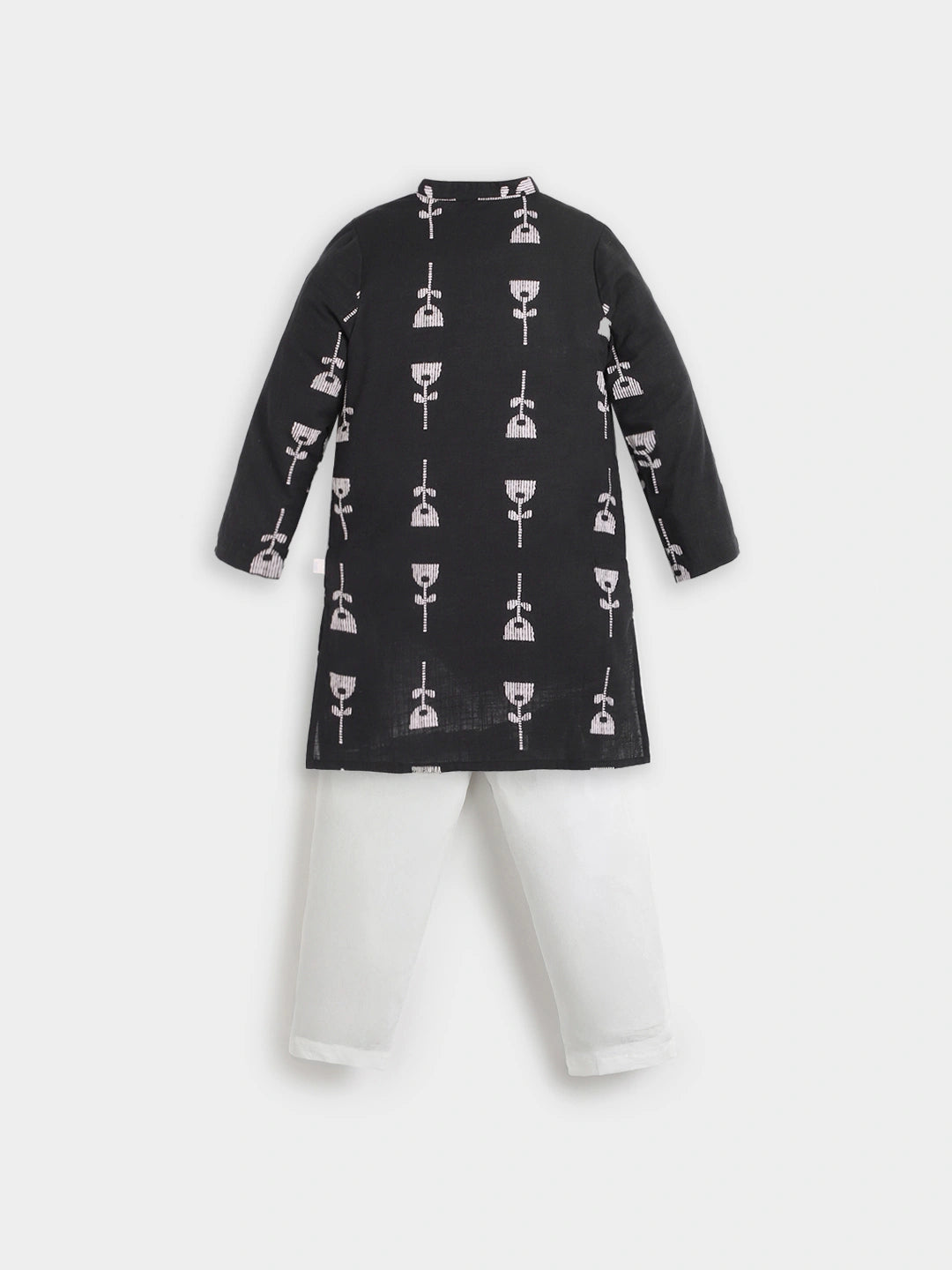 Black Printed Kurta Pajama Set
