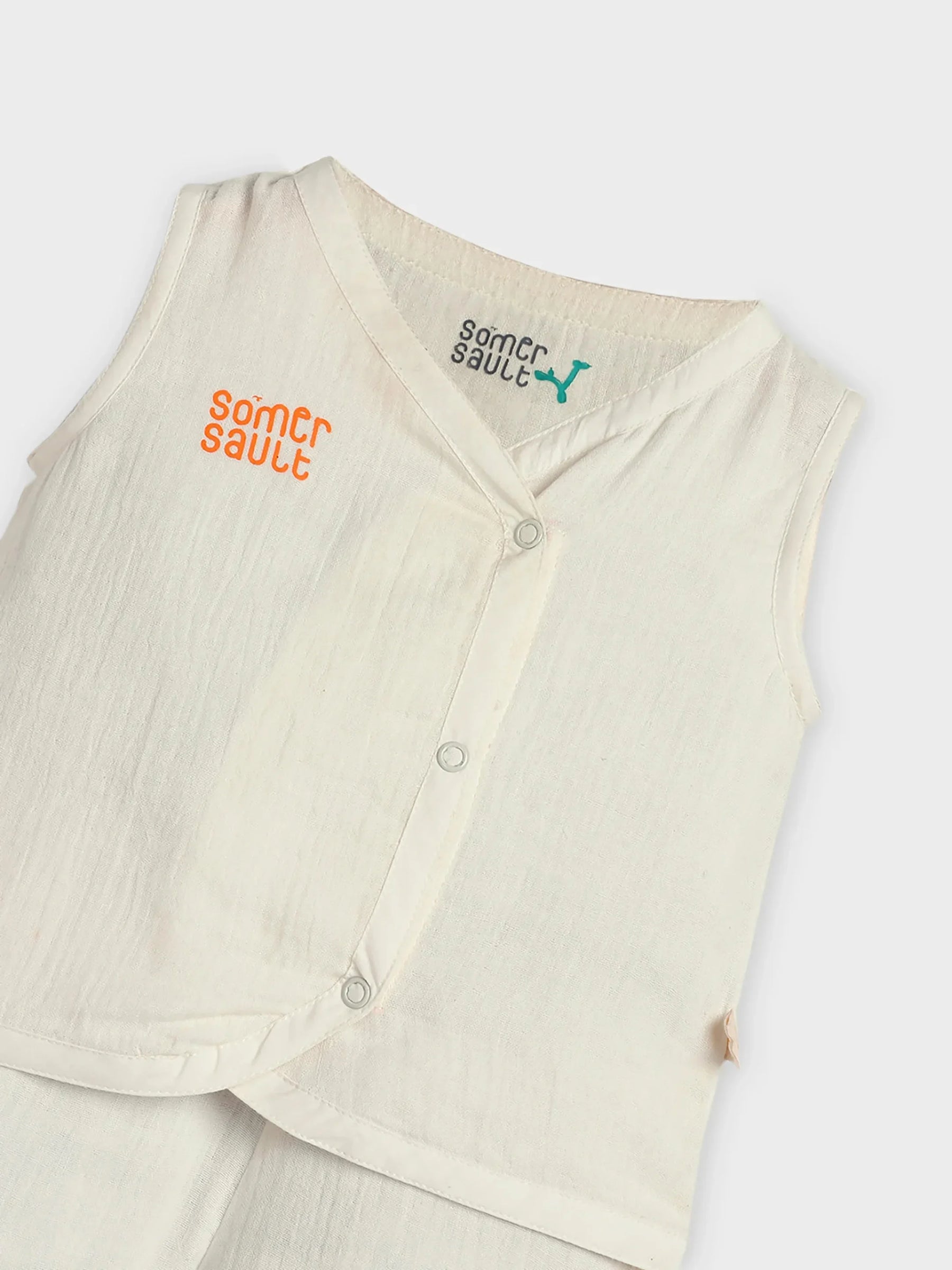 Muslin Jhabla Sleeveless Set