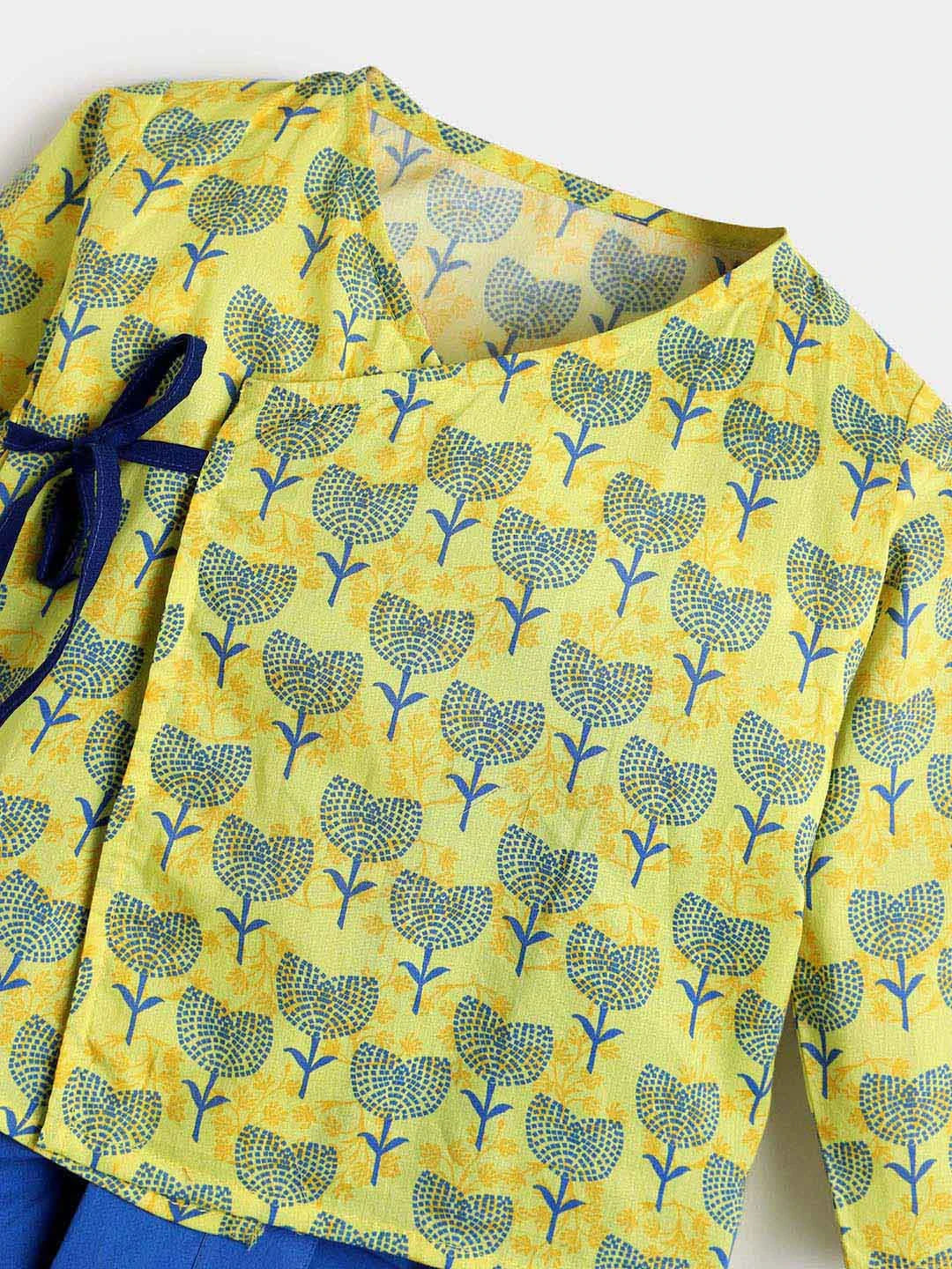 Blue Flower Dhoti Kurta Set- Newborn