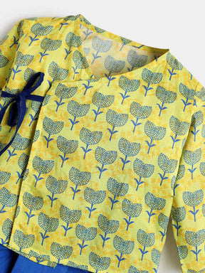 Blue Flower Dhoti Kurta Set- Newborn