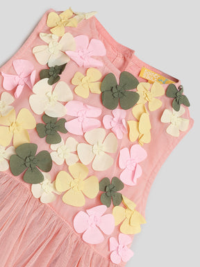 Pink Floral Tulle Dress Somersault