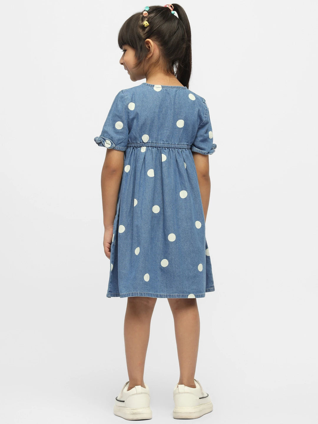 Bubbles Cotton A-Line Denim Dress