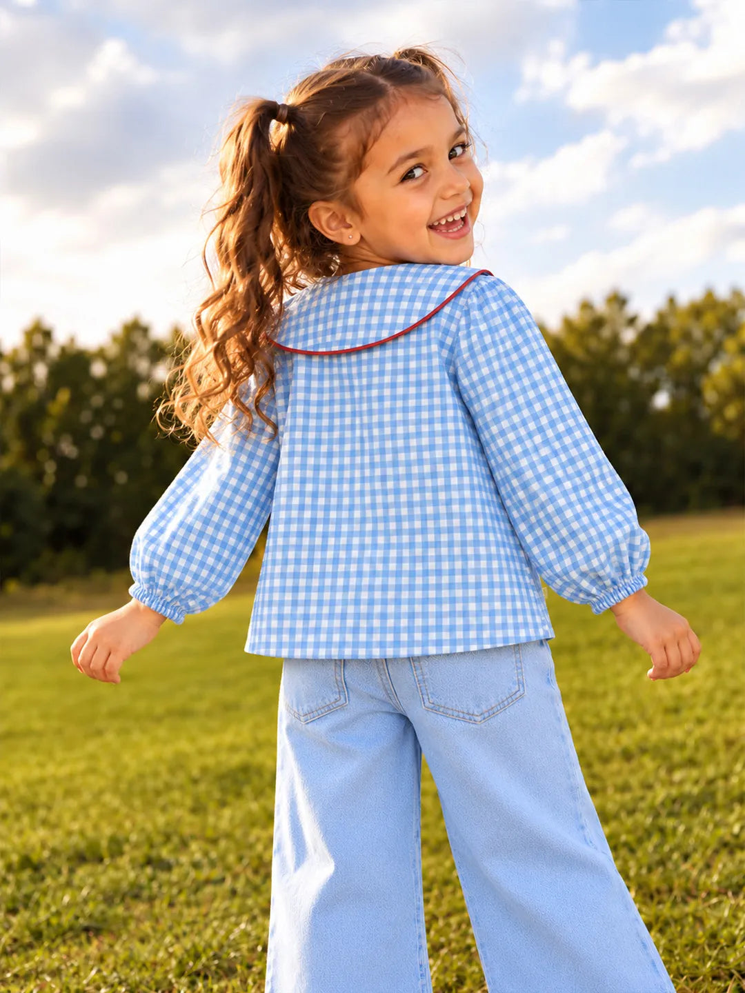 Gingham Scallop Top