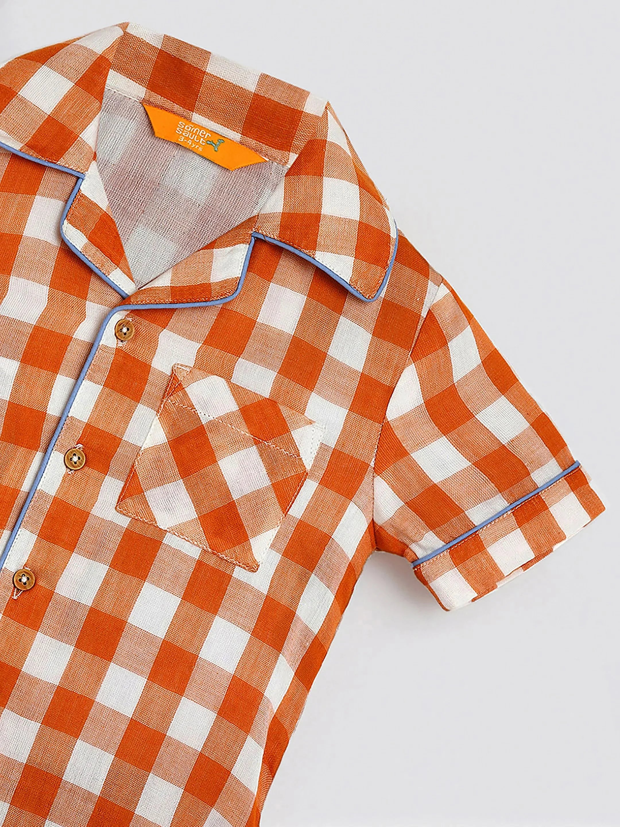 Gingham Cotton Shirt & Pant Set