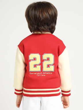 Red Champion Embroidered Varsity Jacket