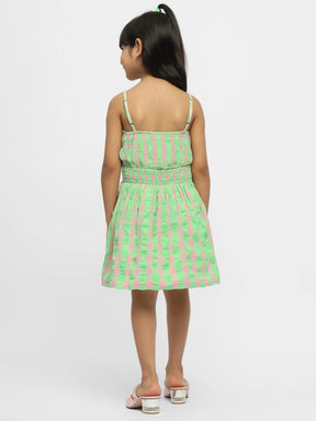 Guava Checked Cotton Fit & Flare Dress