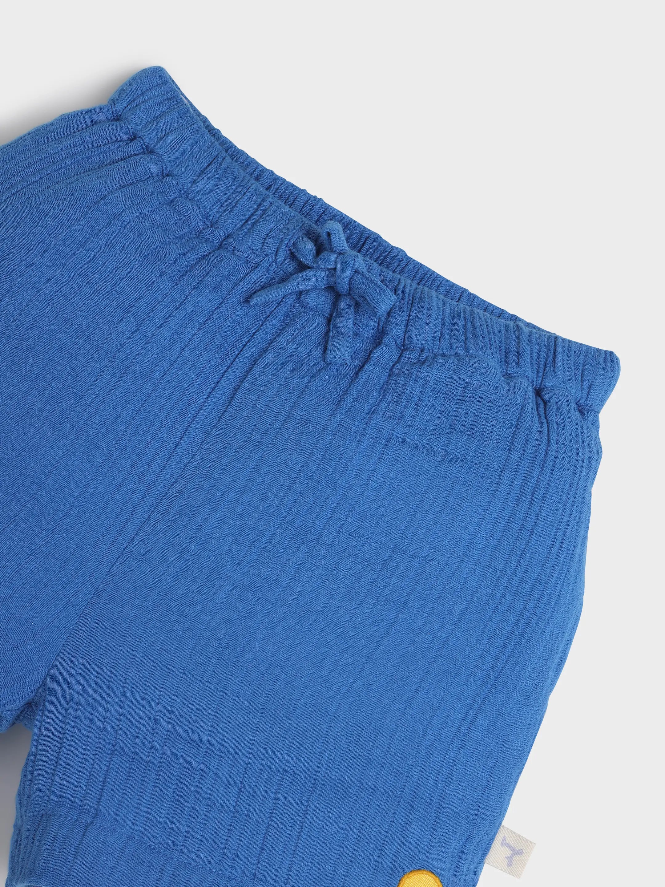 Classic Blue Textured Drawstring Shorts