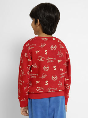 Red Athleisure Printed Sweatshirt