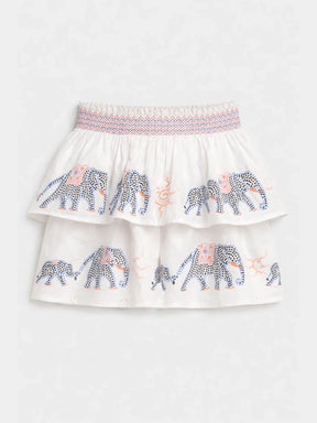 Ruffle Sleeve Top & Elephant Print Tiered Skirt Set