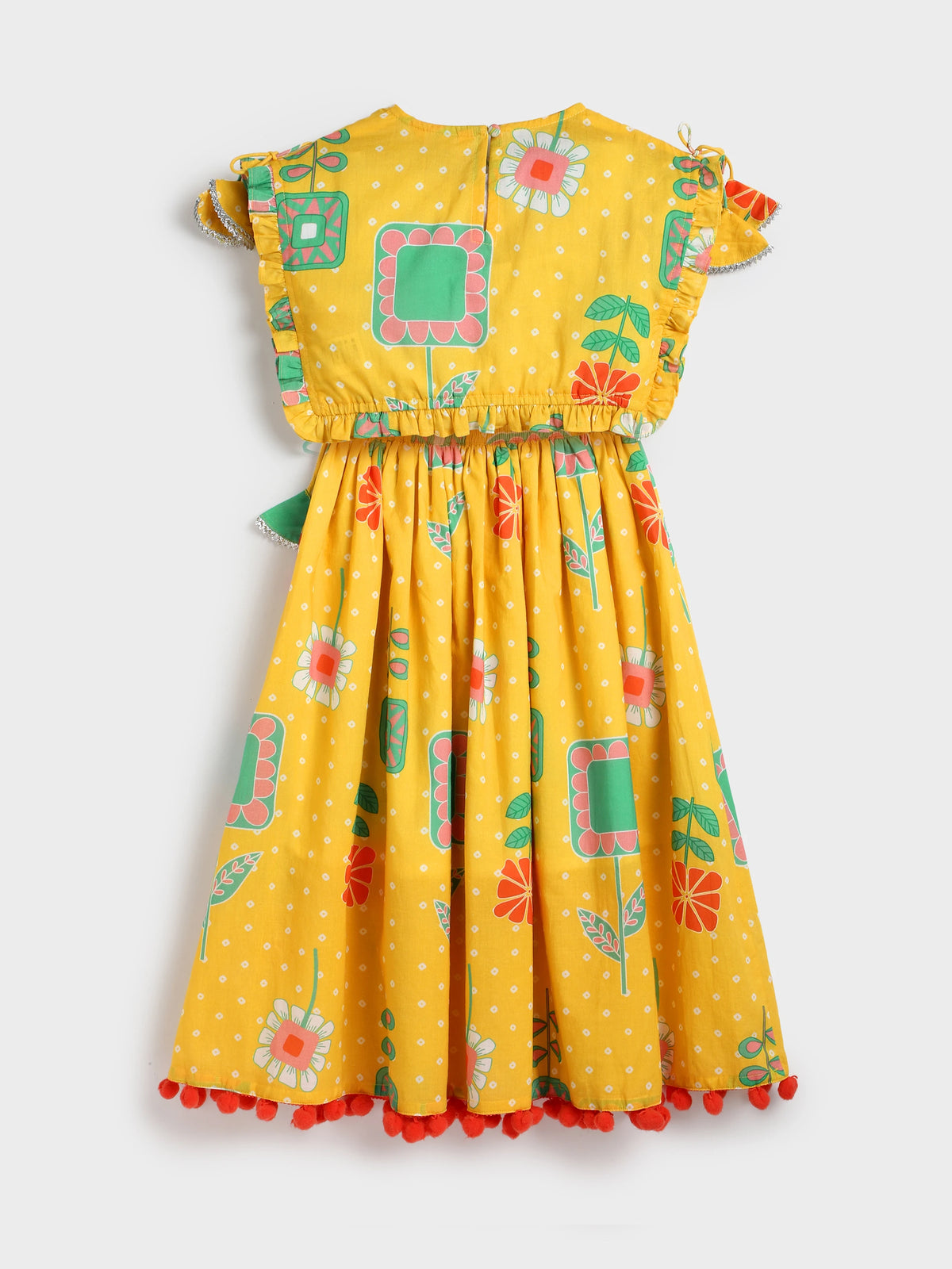 Yellow Bandhani Print Skirt Top Set