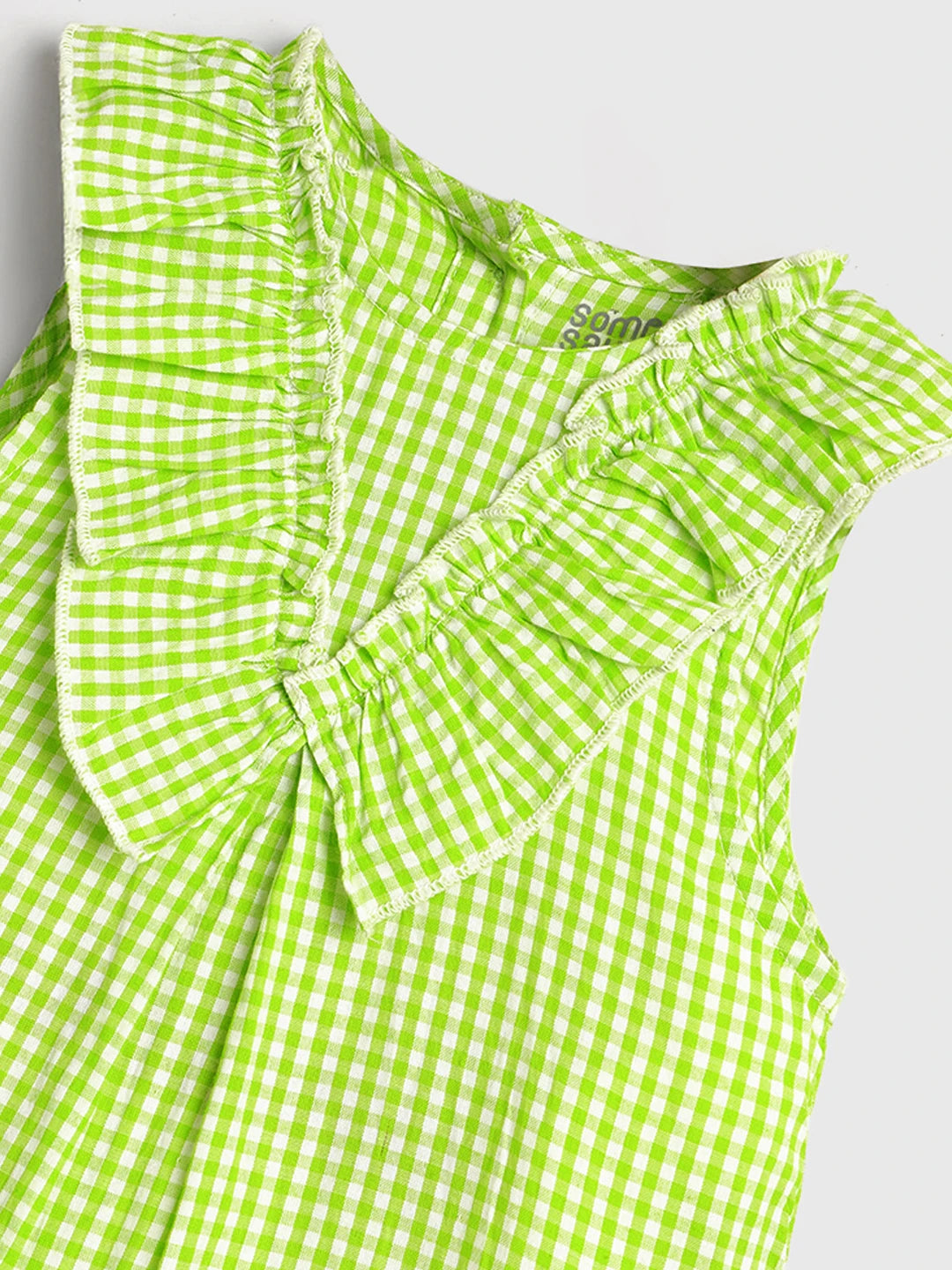 Minty Lemonade Gingham Cotton Romper