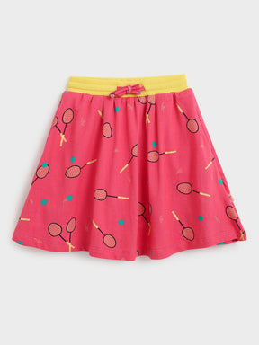 Ruffle Sleeve Top & Tennis Print Skort Co-ord Set