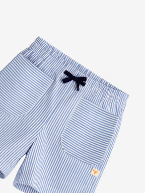 Sky Striped Cotton Shorts