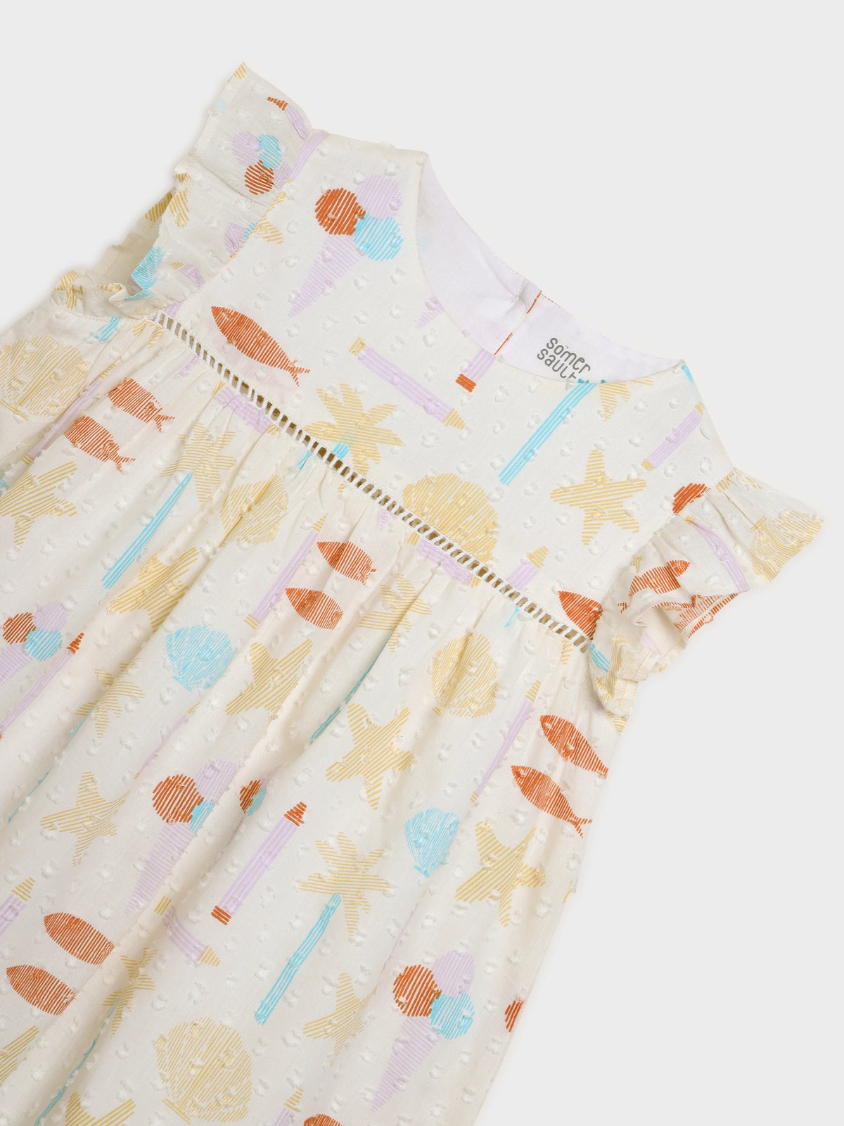 Printed Ruffle Sleeves Dress