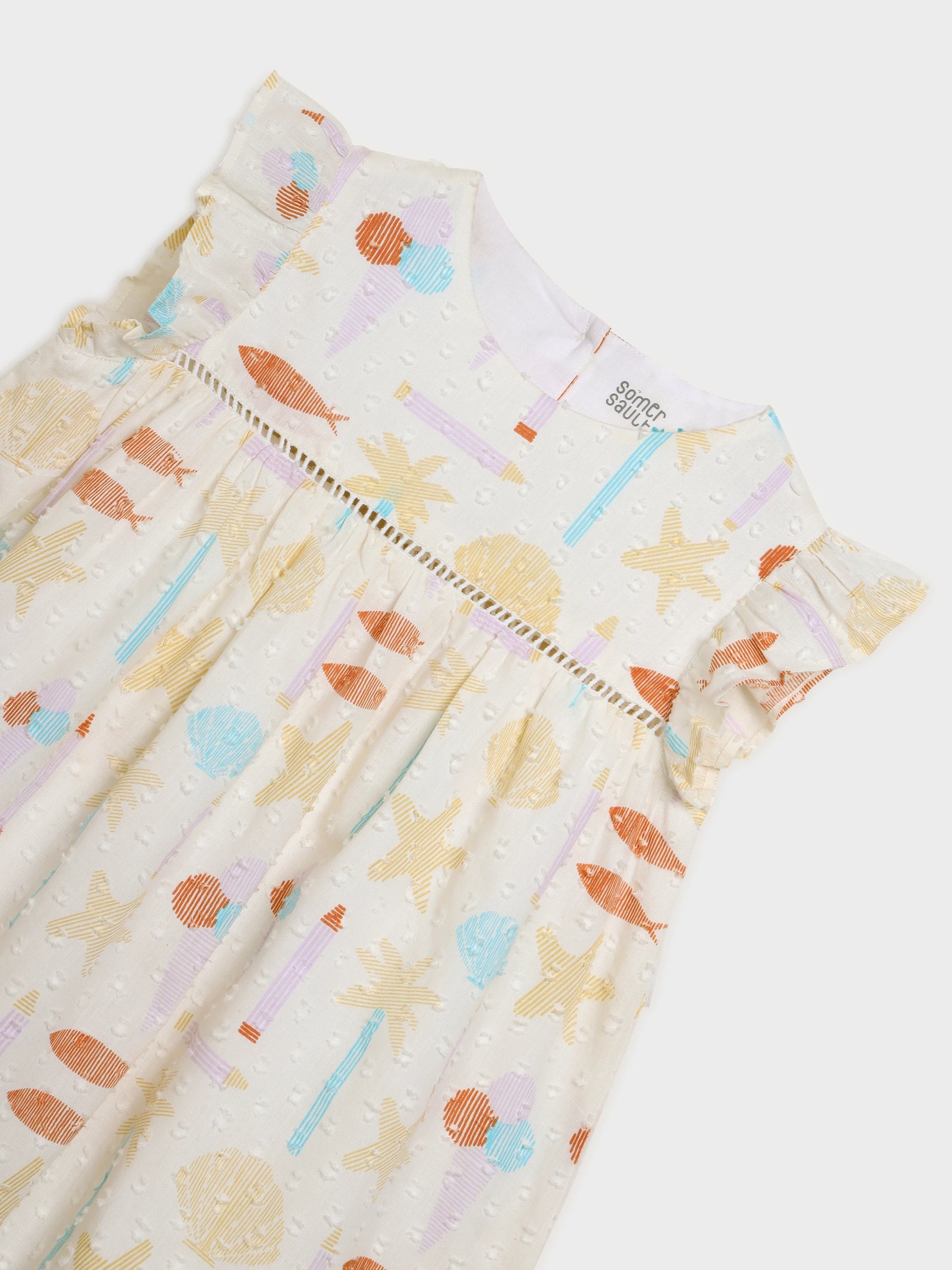 Playful Pastels Ruffle Sleeves Dress