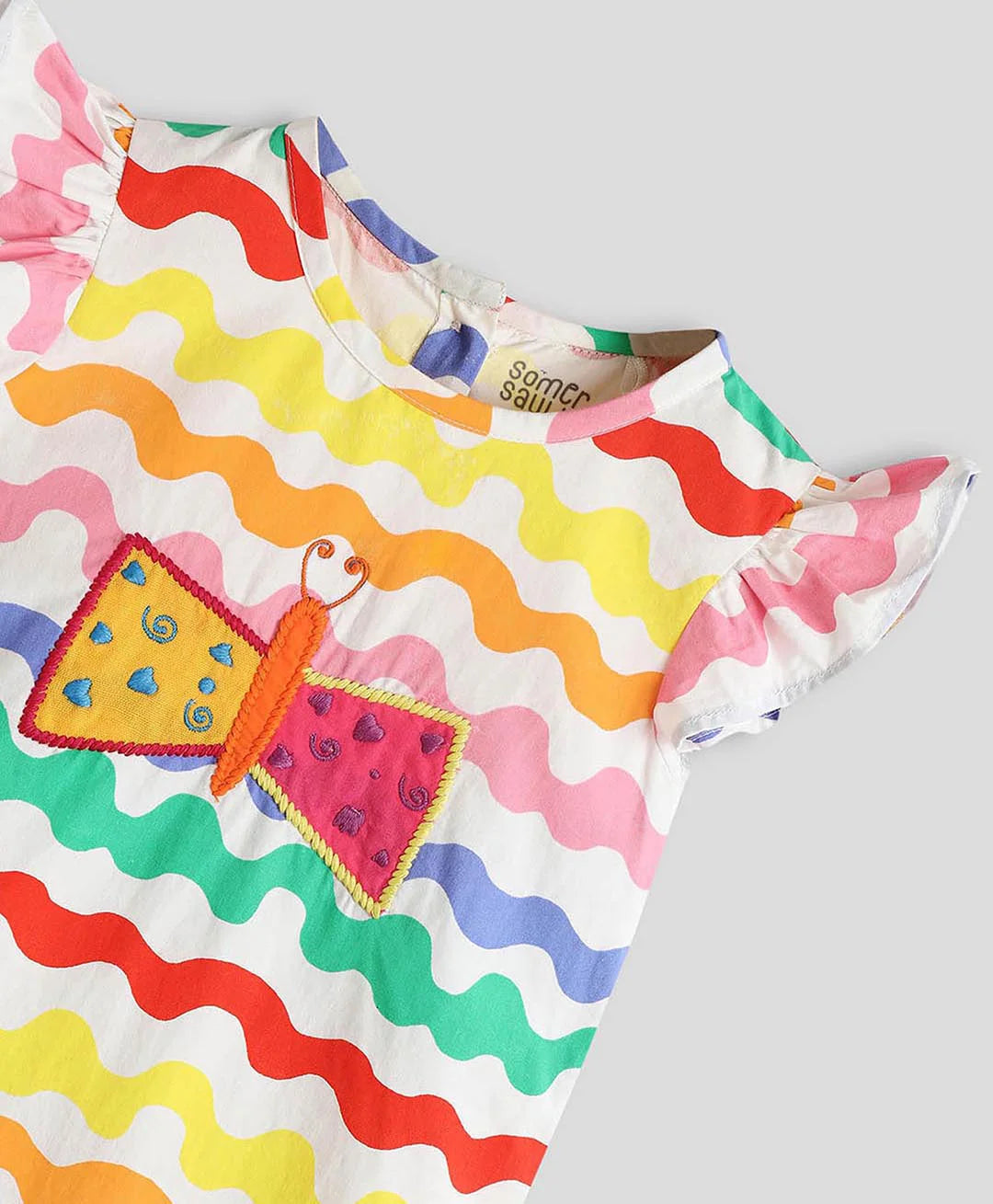 Little Butterfly Embroidered Cotton Romper