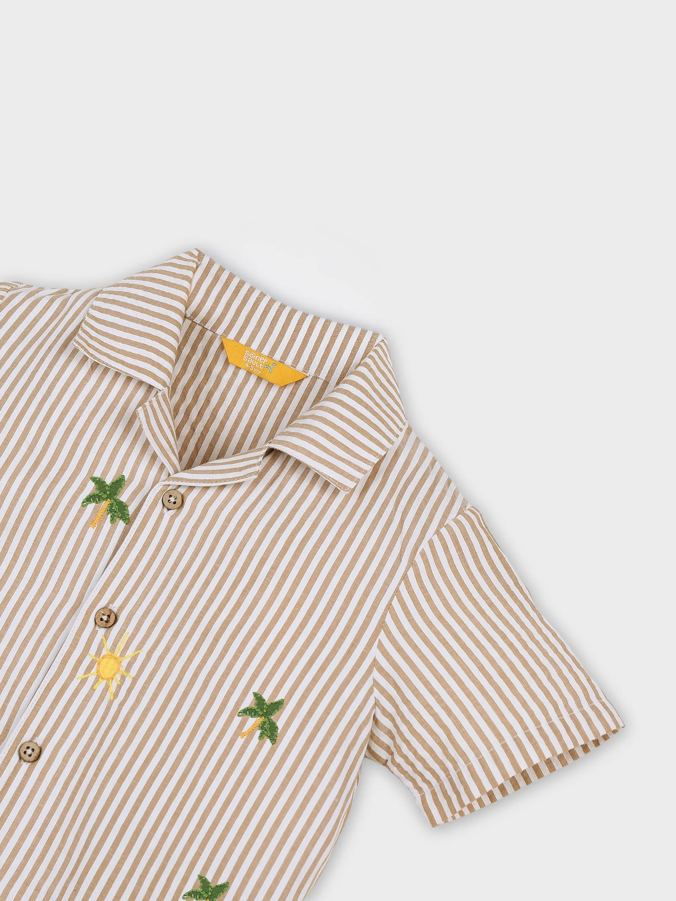 Striper Embroidered Shirt with Shorts