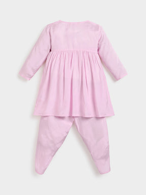 Tassel Twirl Pink Angrakha & Petal Pant Set