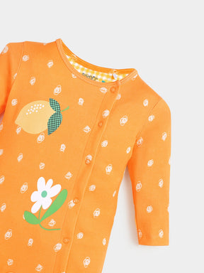 Zesty Orange Printed Sleepsuit