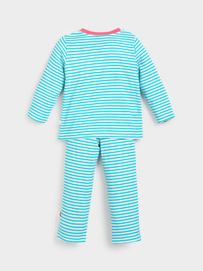 Striped Printed Night Suit Set