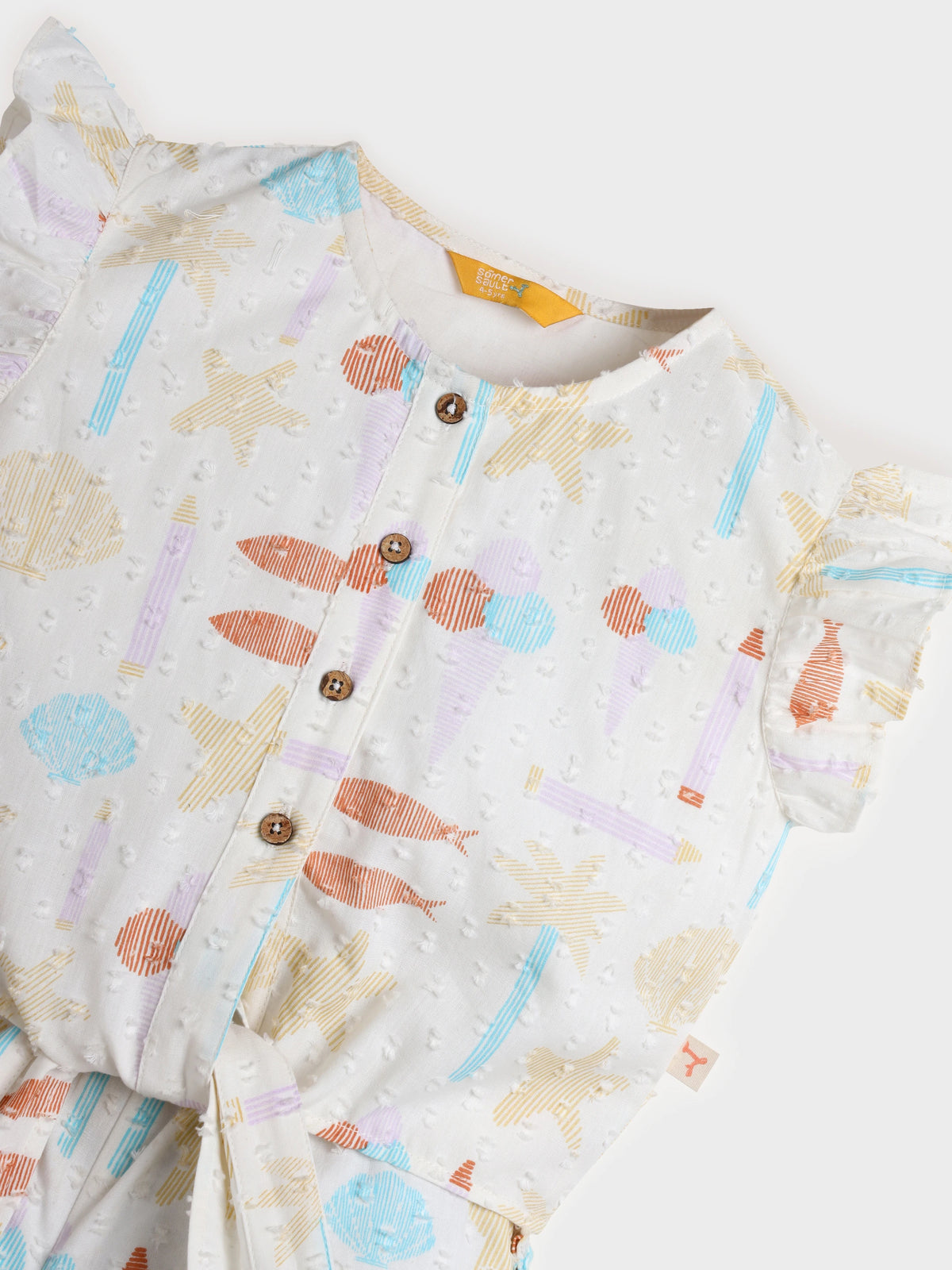 Printed Ruffle Sleeves Top