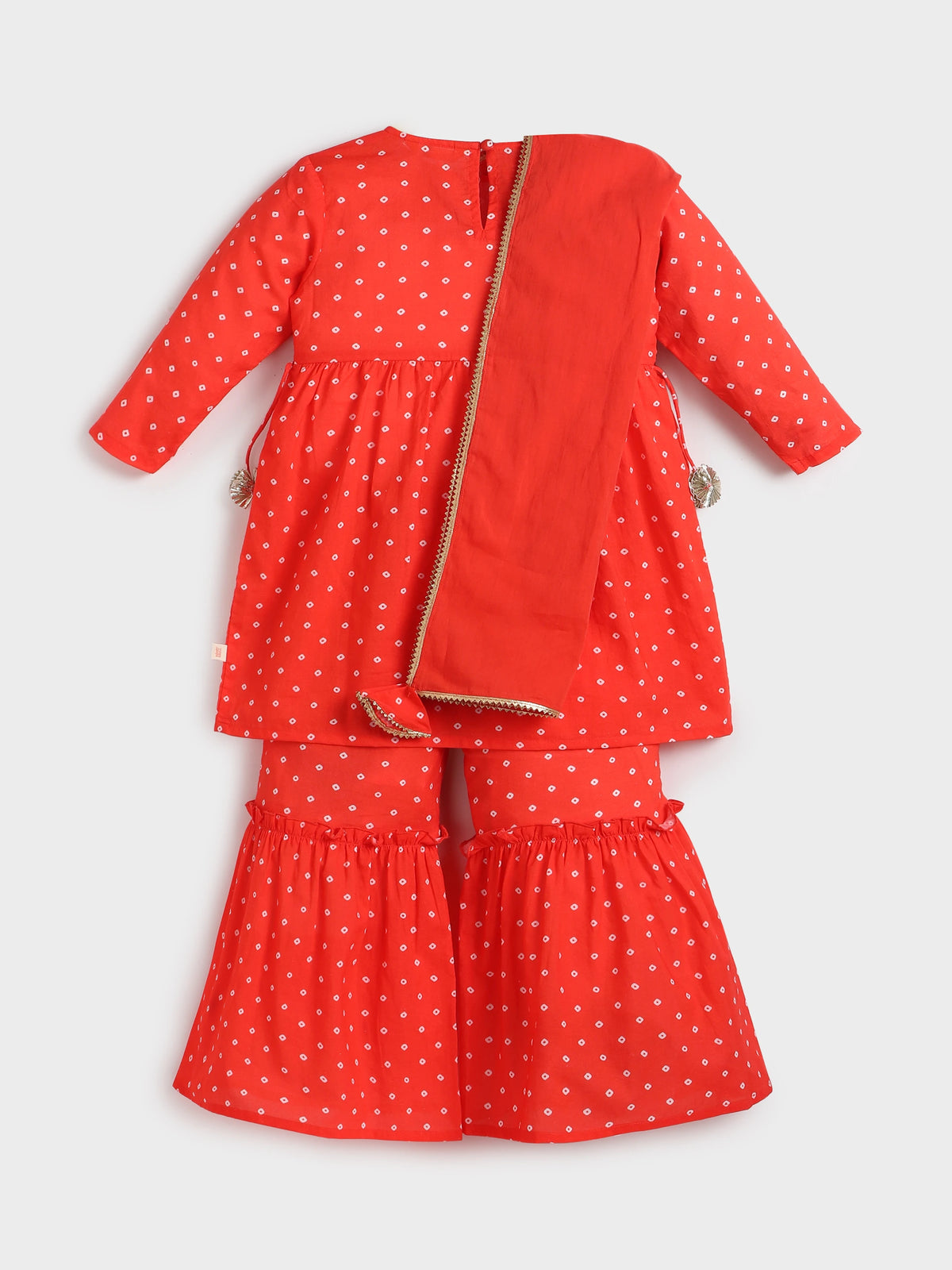 Red Bandhani Print Sharara Set with Dupatta