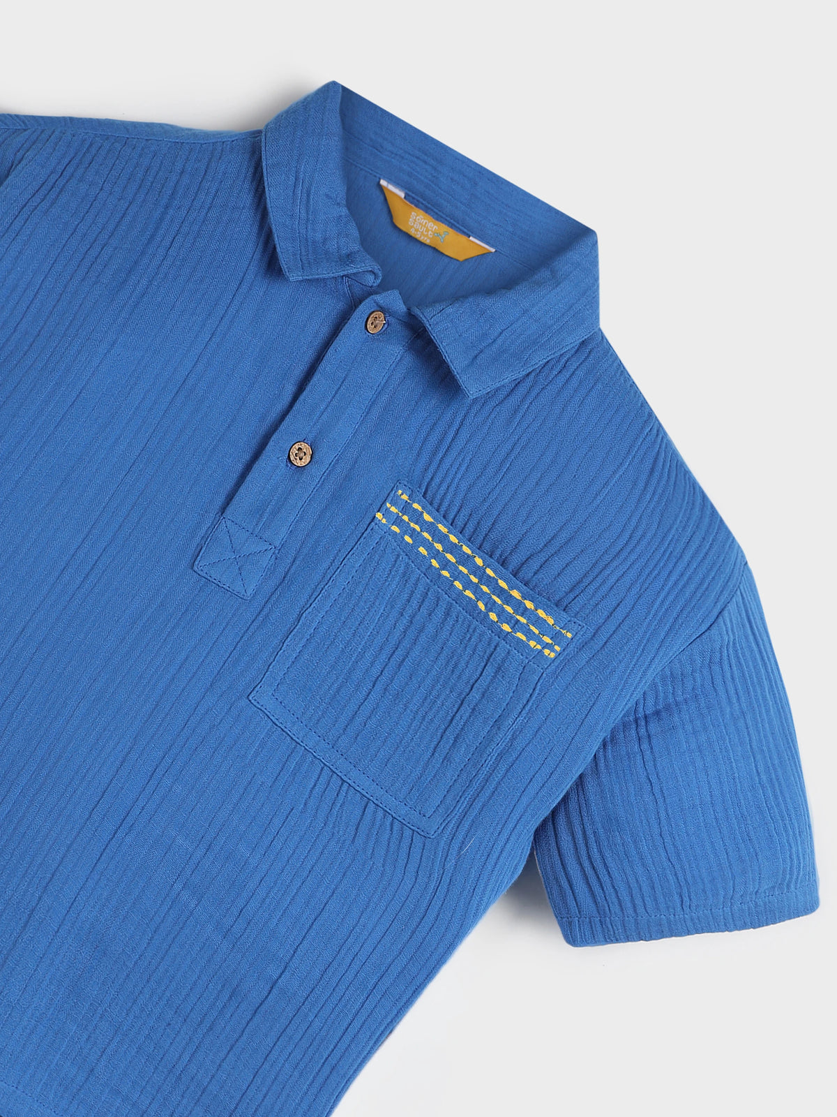 Classic Blue Textured Polo Shirt
