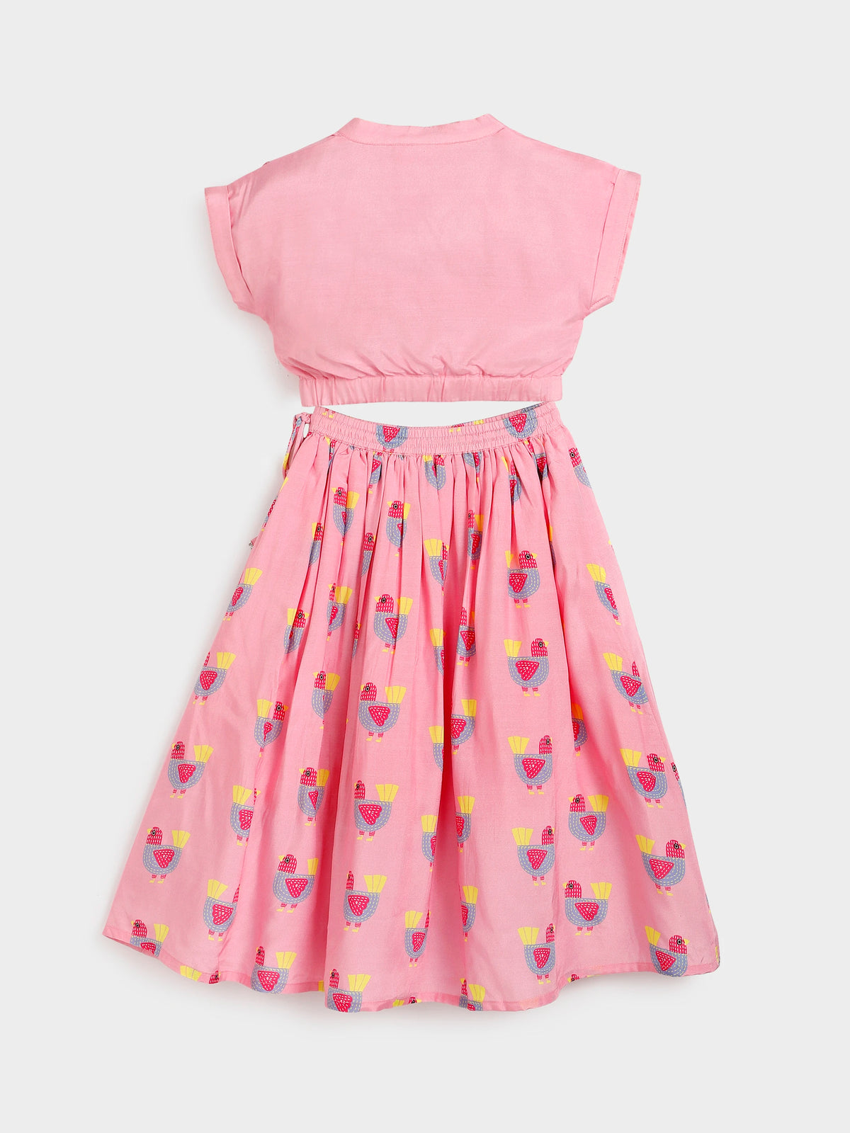 Pink Top and Printed Skirt Set