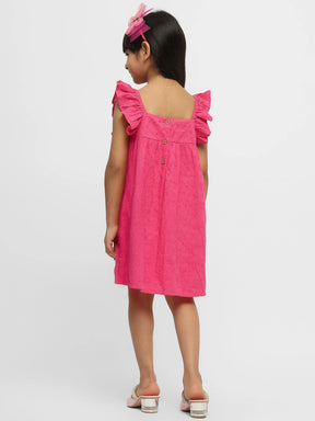 Bougainvillea Schiffli Embroidered Cotton Shift Dress