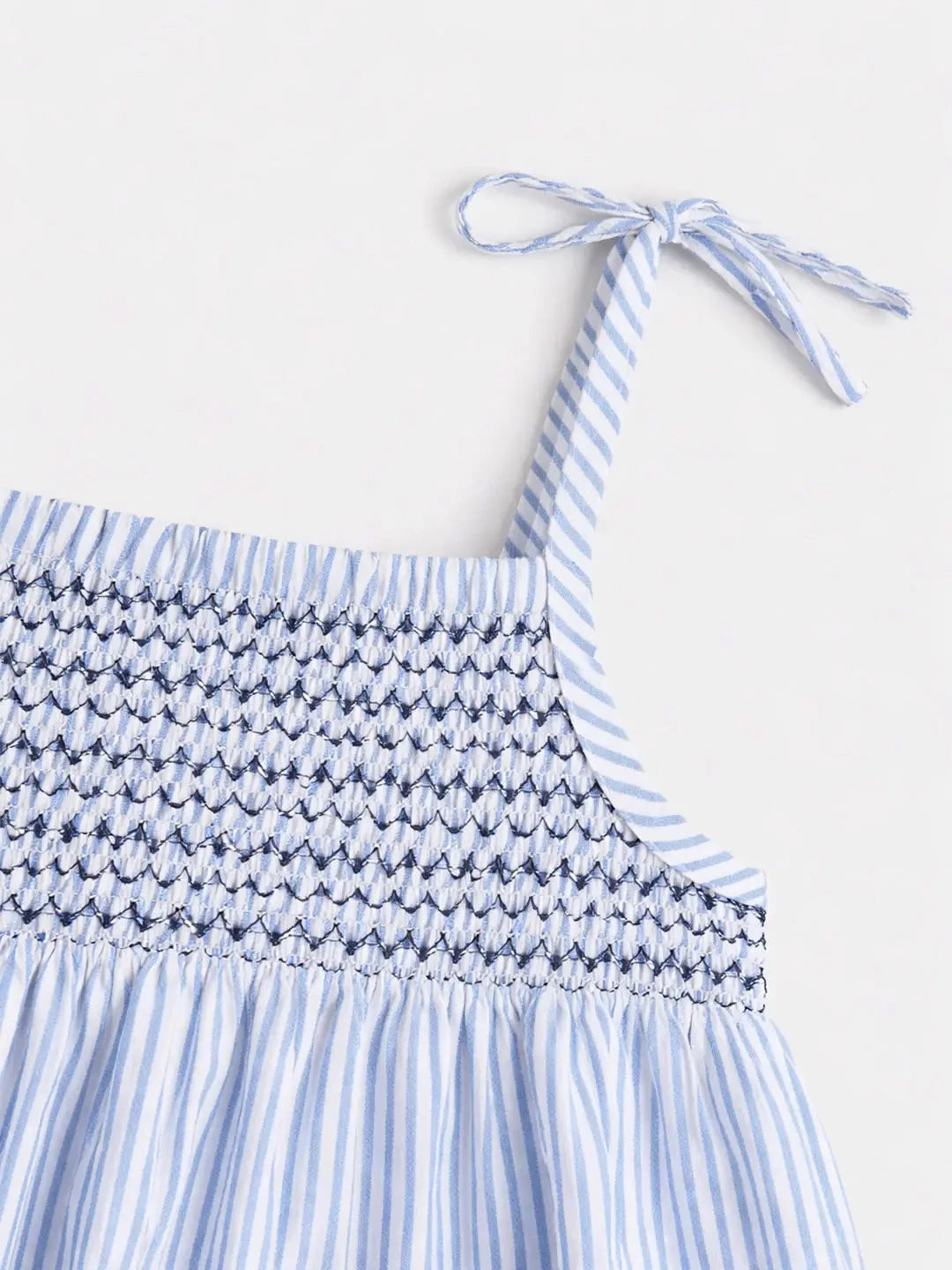 Striper Cotton Smocked Top