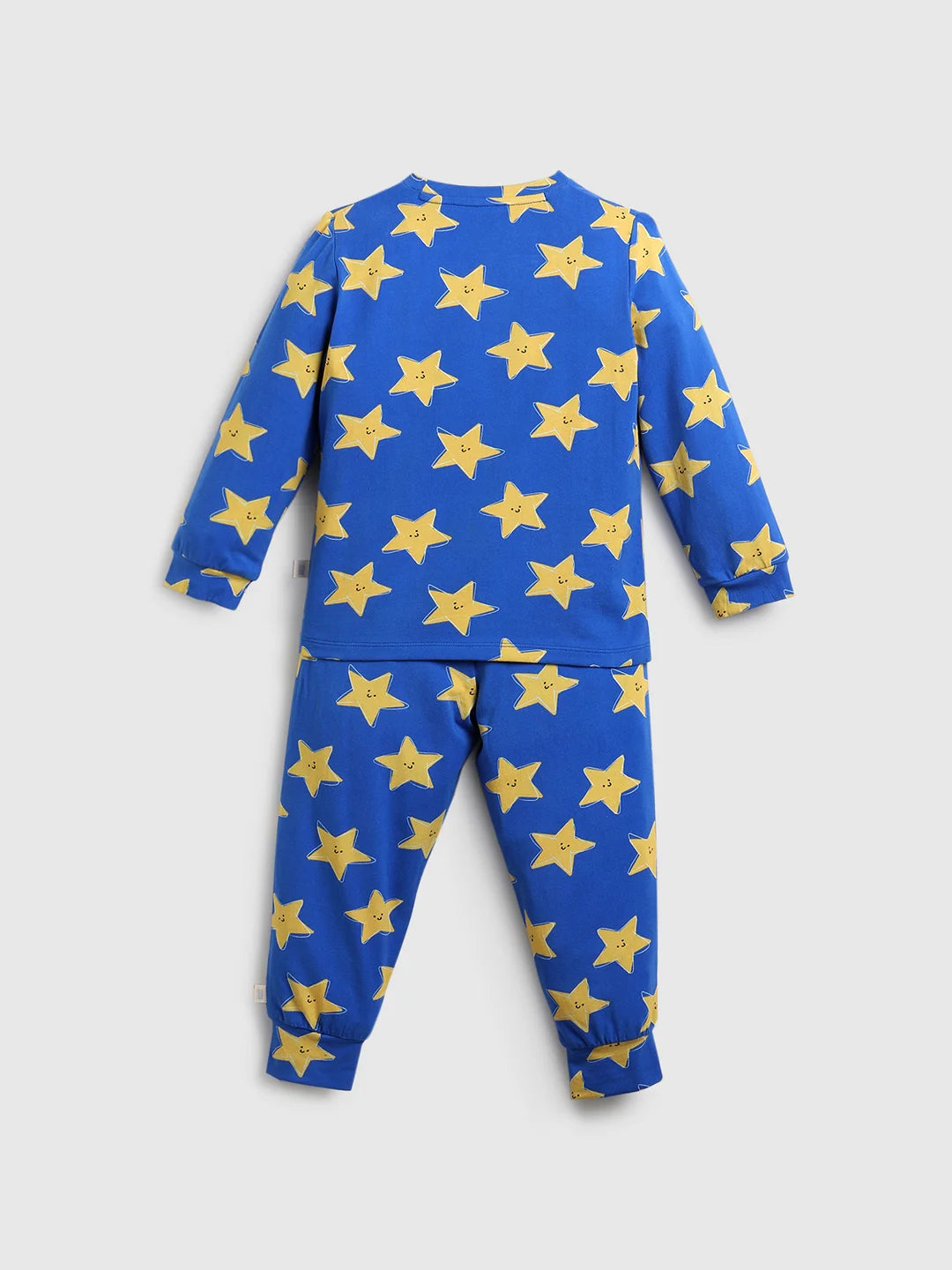 Boys Blue Cotton Printed Night Suit Set