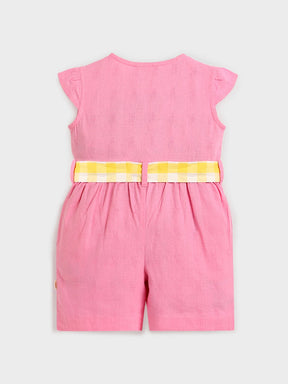 Pink Playsuit with Gingham Belt