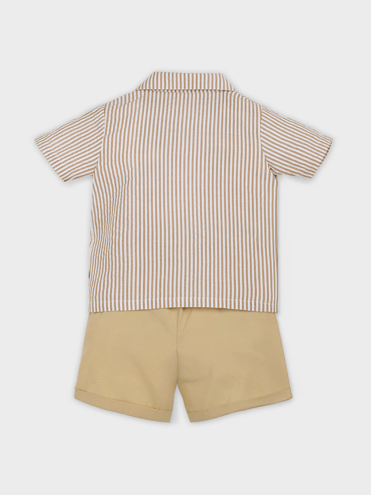 Striper Embroidered Shirt with Shorts