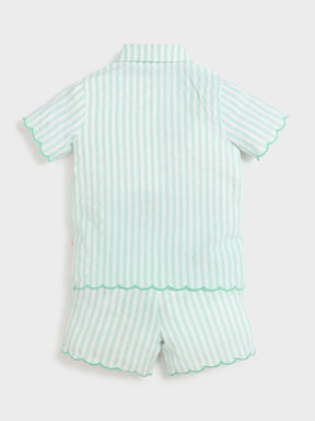 Mint Stripe Scallop Co-ord Set