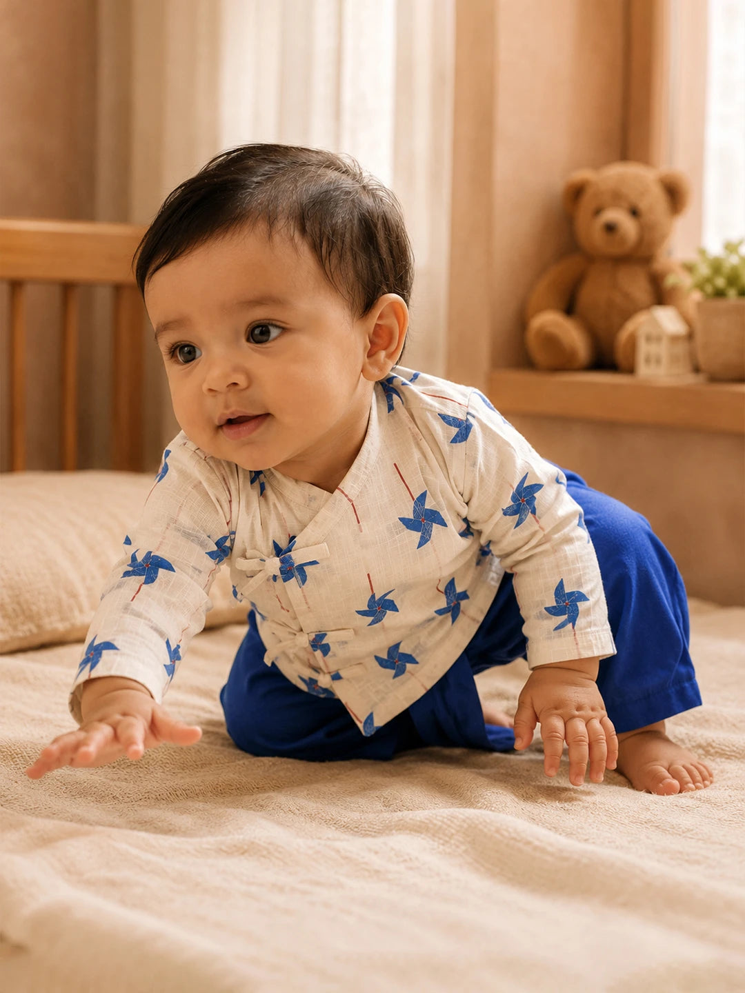 Printed Wrap Kurta Dhoti Set