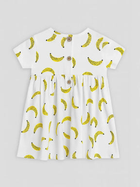 Happy Banana Cotton A-Line Dress