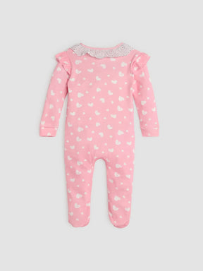 All My Heart Schiffli Collar Sleepsuit