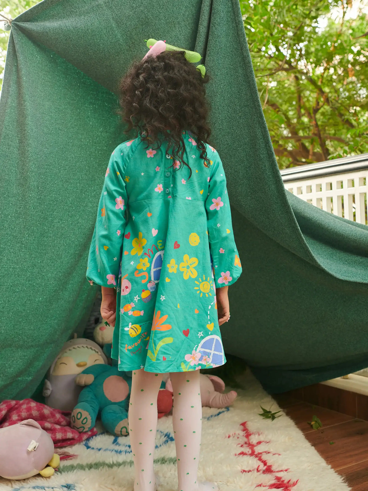 Printed Frill Trim Dress Somersault
